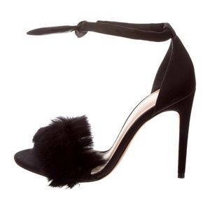 Alexander Birman Clarita Fur Black Sandal/Heel